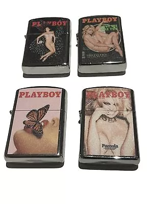 4 PCs Windproof Oil Lighters Playboy Pin Up Girls Rare Lighters  • $49.95