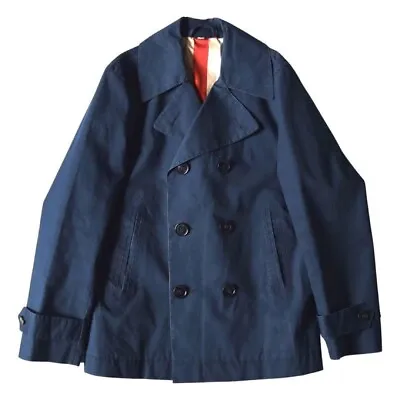 Burberry Brit Double Short Coat Cotton Navy Striped Men Size M Used From Japan • $88