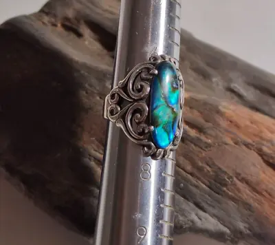 Kabana Sterling Silver And Blue/Green Iridescent Oblong Ring Size 7 • $25