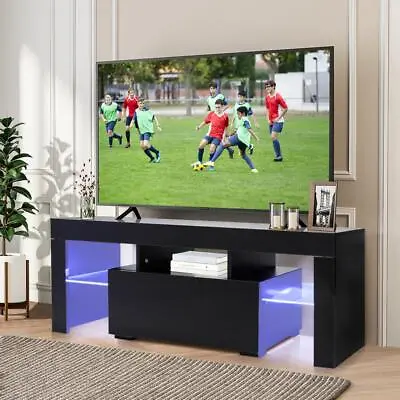 £49.98 • Buy High Gloss TV Unit Cabinet Stand LED Entertainment Table With Drawers 130CM