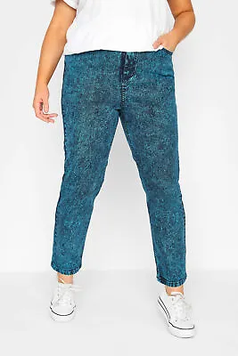 £22.98 • Buy Yours Women's  Curve Blue Acid Wash Stretch Mom Jeans Plus Size Curve Blue Size