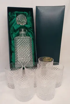 Brantridge Park Crystal Square Whiskey Decanter With 6 Crystal Tumbler Glasses • £29.95