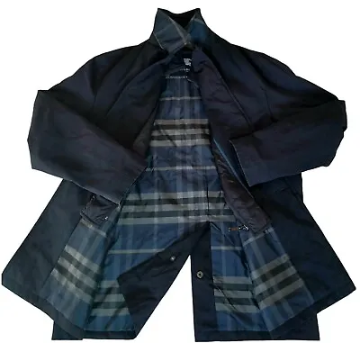 Burberry London Long Coat Jacket Nova Check Dark Blue Mens Size 60 • $150