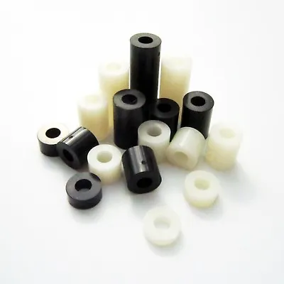 25pcs M3 Nylon ABS Plastic Non-Thread Round Standoff Spacer Washer Column ID 3mm • £2.15