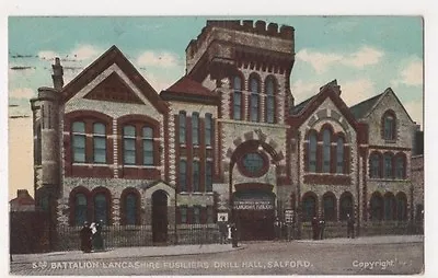 3rd Battalion Lancashire Fusiliers Drill Hall Salford 1906 Postcard B593 • £3.30