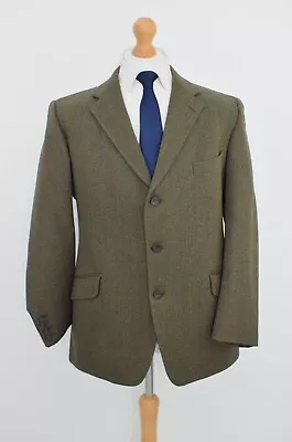Vintage HACKETT Herringbone Tweed Jacket Size 42S/52S Blazer Short XL Hacking • £175