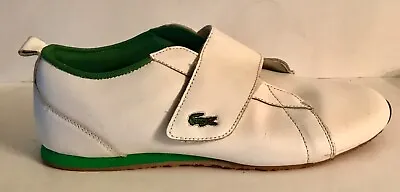 Lacoste Mens Fashion Sneakers Tennis White Green Alligator Strap Laceless Sz 11 • $19.55