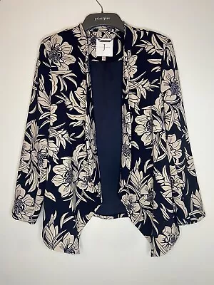 Jasper Conran Debenhams Women’s Size 12 Navy Cream Floral Work Casual Blazer • £10