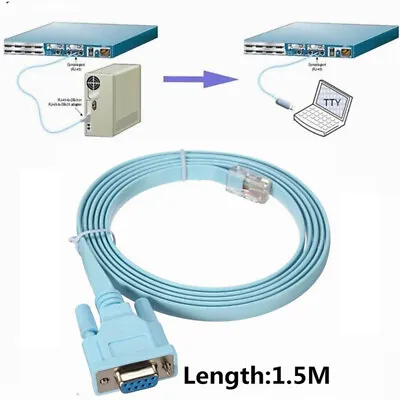£4.44 • Buy Blue 1.5m DB 9Pin RS232 Serial To RJ45 CAT5 Ethernet Adapter LAN Console Cable