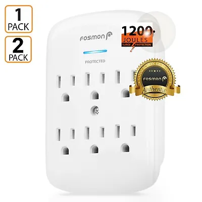 [ETL Listed] 6 Outlet Extender Surge Protector Multi Plug Wall Adapter Tap 1200J • $10.99