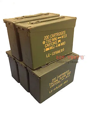 5 (Five) Military Metal M19A1 30 Cal 7.62mm Ammo Cans 30 Caliber Good-VG • $79.98