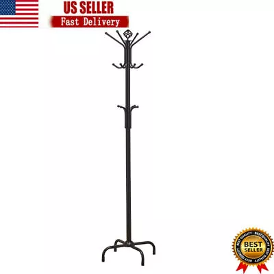 Metal Vintage Entryway Coat Hat Rack Tree Stand 8 Hooks Clothes Hanger Bedrooms • $26.98