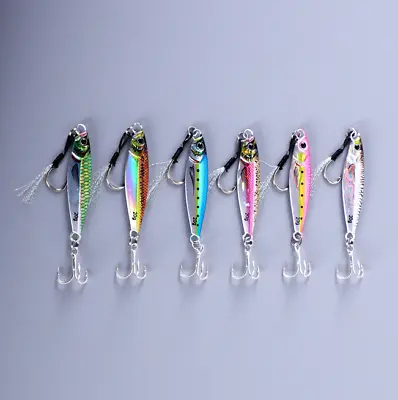 6pcs Rainbow Micro Butterfly Metal Jig Fishing Lure Bait Jigging Tuna Slow Lure • $74.50