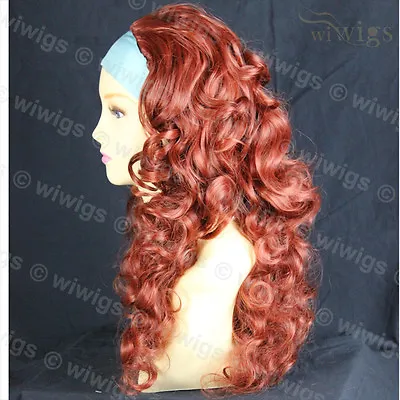 Wiwigs Copper Red 3/4 Fall Long Layered Curly Hairpiece Half Ladies Wig • £16.99