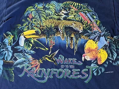 Vintage All Over Animal Print Wake Up To The Rainforest Habitat Shirt USA • $29.99