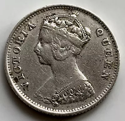 1898 Hong Kong .800 Silver Ten Cents Coin Queen Victoria • £9.99