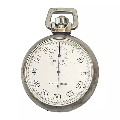 Vintage Elgin WWII Military Bomb Timer Pocket Stop Watch 7 Jewels Works  • $85