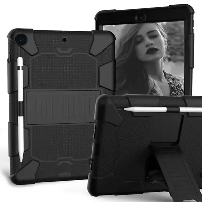 For IPad 7th Gen 10.2  2019 Case Shockproof Rubber Armor Hard Stand Cover Black • $12.99