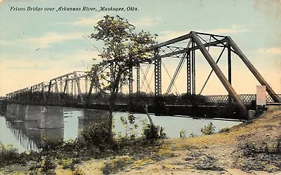 Muskogee Oklahoma~Multi-Span Frisco Bridge Over Arkansas River~c1910 Postcard • $9