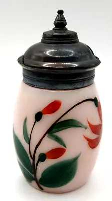 Antique Salt Cellar Shaker White Glass Porcelain Mustard Condiment Pot Handpaint • $39.95