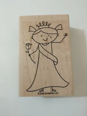 Princess Beauty Queen Prom Girl Sash Rubber Stamp Wood Mount 3  X 2  Stampin Up • $3.77