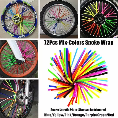  7 Colors Mix Pack Wheel Spoke Skin Cover Wrap 4 Motorcycle Motocross Dirt Bike • $12.55