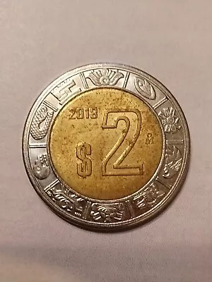 2018 Mexico Pesos (M) 2 Dollar Coin. Circulated & Collectable! • £1.40