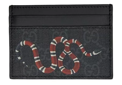 Gucci Black Leather Kingsnake Card Holder Wallet NWT • $188