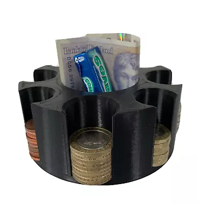 Coin Cash Note Money Organiser Mini Storage Box Sorter Savings Black 1p-£2 • £11.99