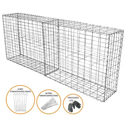 Gabion Baskets Wall Outdoor Cages Stone Wire Mesh Planter 100 X 80 X 30cm • £89.99