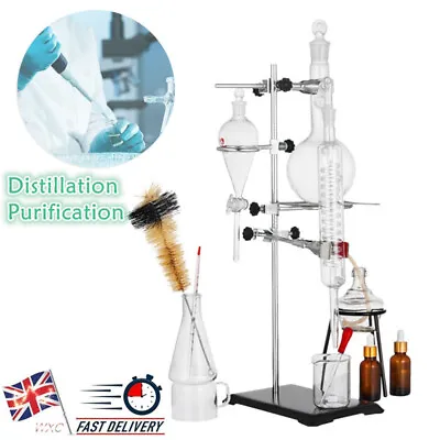Chemistry Lab Glassware Set Distillation Kit Purification Clamp Support Stand  • £75.89