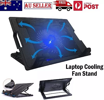 LED USB Hub Port Laptop Cooling Pad Adjustable Height Metal Mesh Cooler Stand AU • $22.99