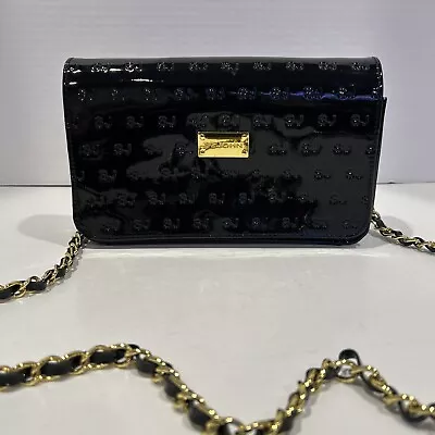 St. John Patent Leather Embossed Crossbody Purse 9x6” Gold Chain  Magnetic Snap • $59.99