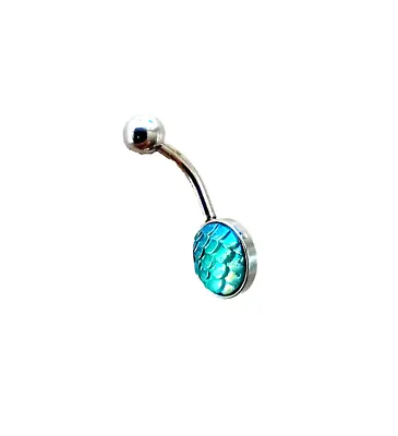 Mermaid / Dragon Scales Belly Navel Ring AB Green Teal  316L Surgical Steel  BB2 • $3.44