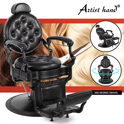 Vintage Black Heavy Duty Barber Chair Hydraulic Recline All Purpose Salon Beauty • $659.90