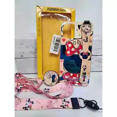 Minnie Mouse IPhone 12 Promax Cell Phone Cover With Lanyard Button Handle New • $11