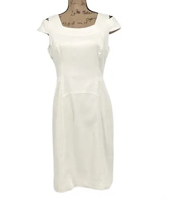 Milly Of New York Winter White Split Sleeve Dress Size 12 Sheath Cutout Large • $33.26
