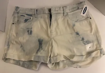 Old Navy Women's Size 12 Blue Tie Dye Denim Distressed Boyfriend Shorts • £14.25