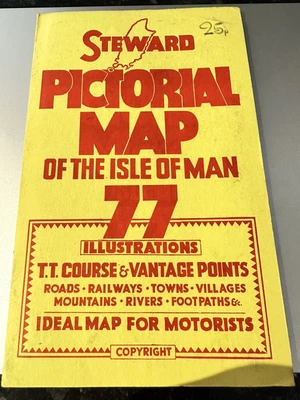 £4 • Buy Vintage TT Races Steward Pictorial Map Isle Of Man 1977