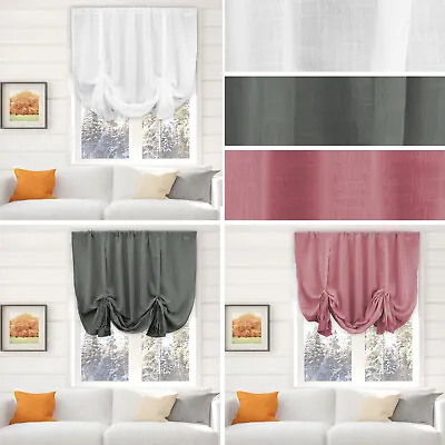 Voile Tie Blind Textured Curtain Panels 140cm X 140cm - Slot Top - Free Postage • £8.49