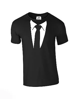 Suit And Tie TUXEDO AMAZING T SHIRT Funny GIFT Stag Fancy Dress (TIETSHIRT) • £6.50