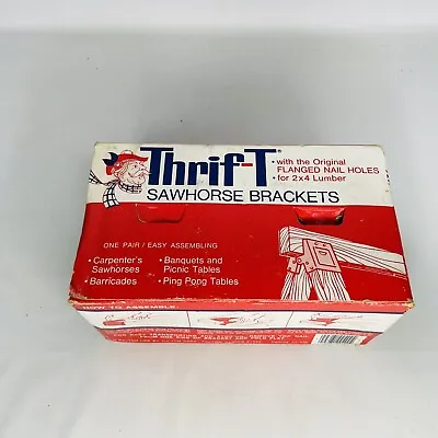 Vintage Metal THRIFT-T SAWHORSE BRACKETS NIB Flanged Nail Hole 2x4 Lumber • $15.29