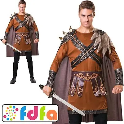 Forum Brown Medieval Warrior Soldier Mens Adult Fancy Dress Costume New • £21.79