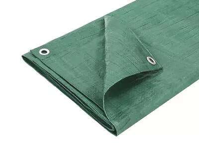 Cladco Lightweight Tarpaulin Green 5 Sizes Waterproof With Eyelets 80gsm • £3.43