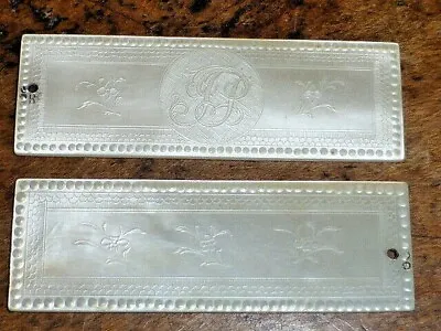 Gorgeous Pair Antique Chinese Engraved & Pierced Mother Of Pearl Gaming Counters • $36.63