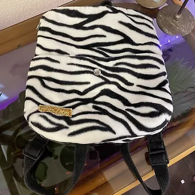 90s Y2K Mini Backpack Rave Festival Furry Fuzzy Bag Animal Print Zebra Furtotes • $22