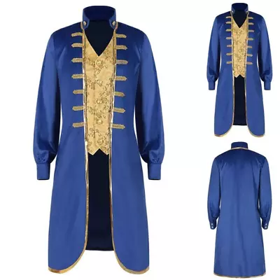 Retro Steampunk Style Trench Coat Men's Tailored Jacket Medieval Costume • $51.47