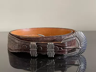 Randall Moore Of Santa Fe New Mexico Lizard Leather Belt Sterling Silver Buckle • $325