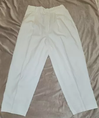 NWT Zara Womens Pleated White Linen Pants Sz L • $14