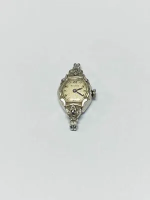 $250 • Buy Vintage Bulova 14k White Gold Diamond 17 Jewels Ladies Watch Head 